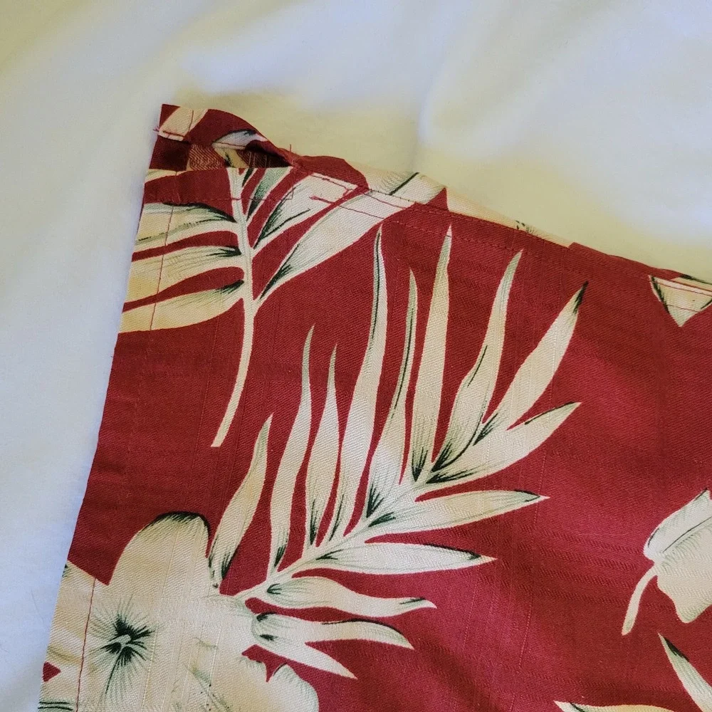 Caribbean XL Silk Hawaiian‎ Shirt Red Floral Button Up